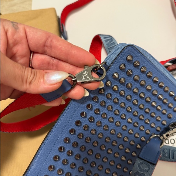Authentic Christian Louboutin Loubilab Blue Studded Crossbody Bag - Picture 6 of 6
